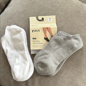 Pact Women's Shorty Socks - White and Gray